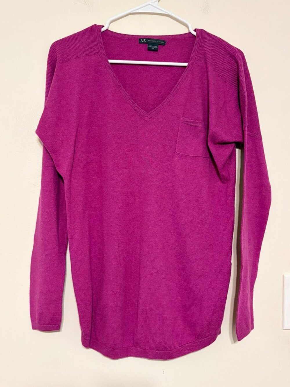 Women's Armani Exchange A/X Pink Cashmere Blend V-Neck Sweater Size Small
